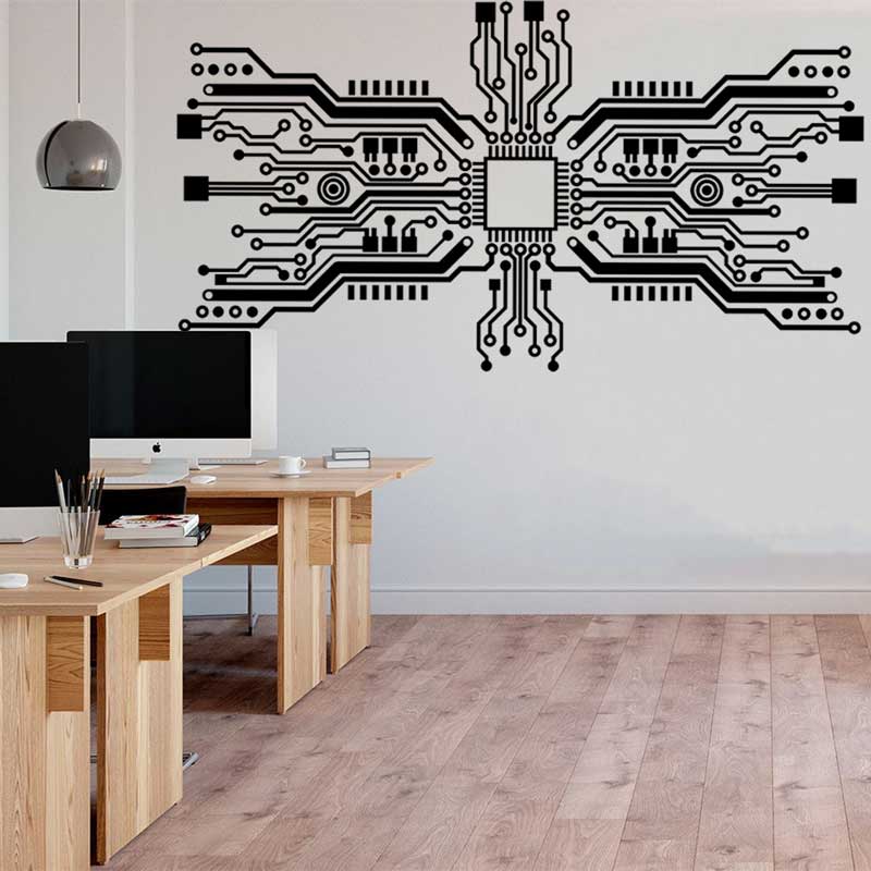 The Office It Tech - Autocollant mural de puce de circuit